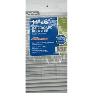 Truaire 14x6 Baseboard Register White SmoothGlide 2-Way High Air Flow Vent H123M